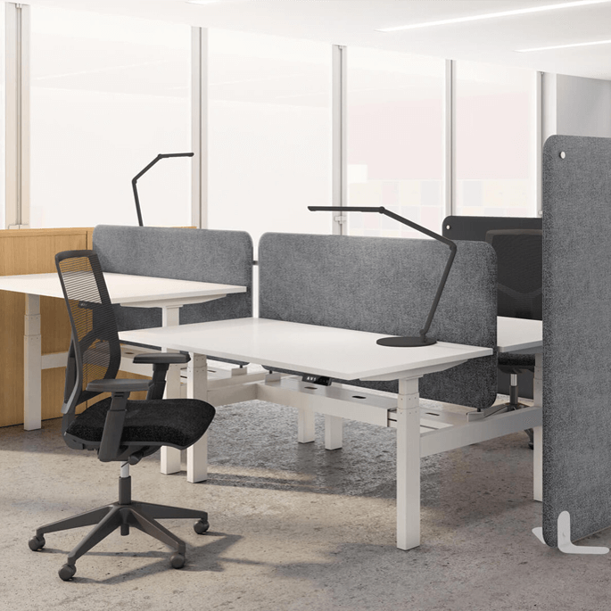 Bureau bench deux personnes électrique avec encoche